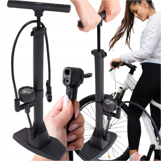 AUTO BICYKELOVÁ PUMPA S MANOMETROM NA BICYKEL, PRENOSNÁ, 16 BAR.